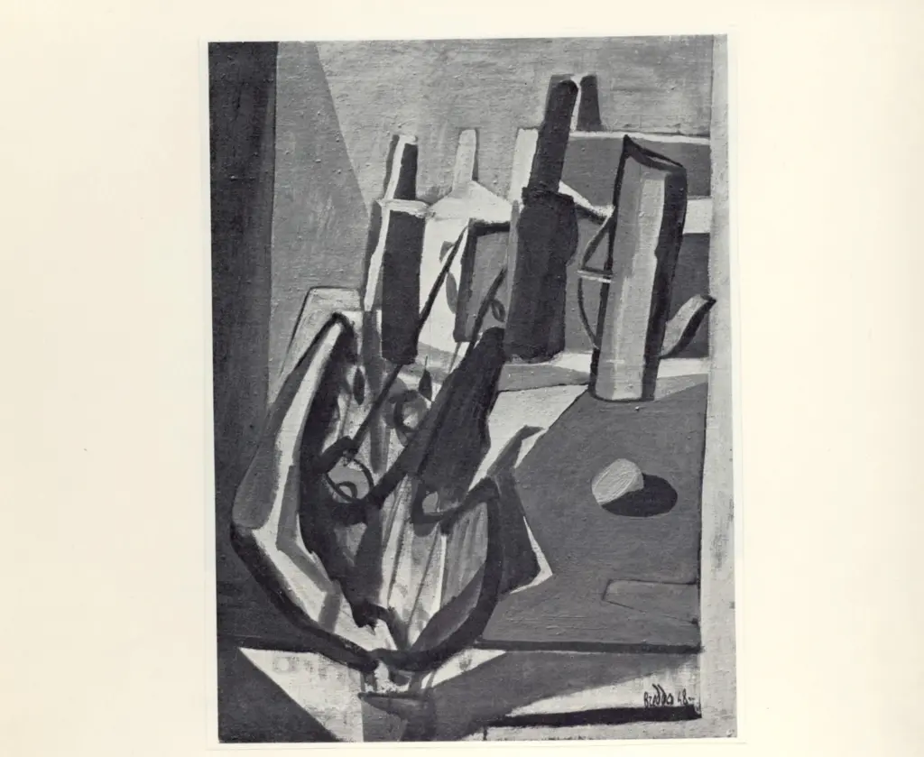 Breddo, Gastone , Composizione con cartoccio e bottiglia