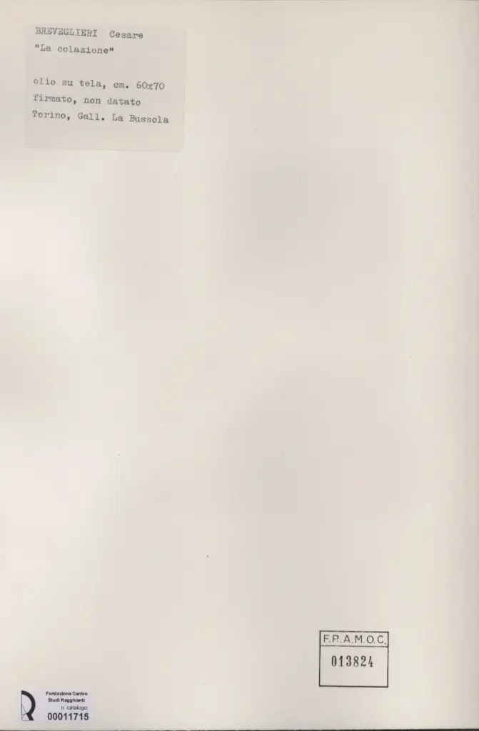 Anonimo , Breveglieri, Cesare - sec. XX - La colazione , retro