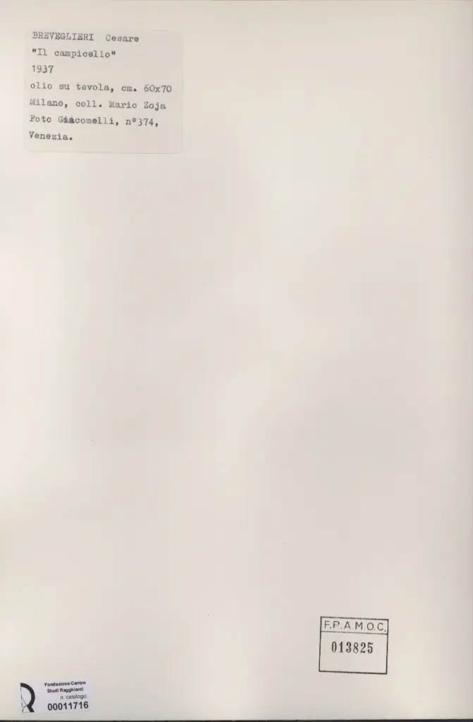 Giacomelli , Breveglieri, Cesare - sec. XX - Il campicello , retro