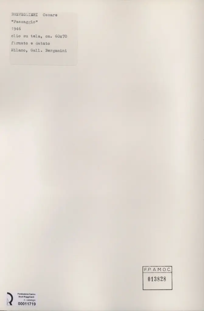 Anonimo , Breveglieri, Cesare - sec. XX - Paesaggio , retro