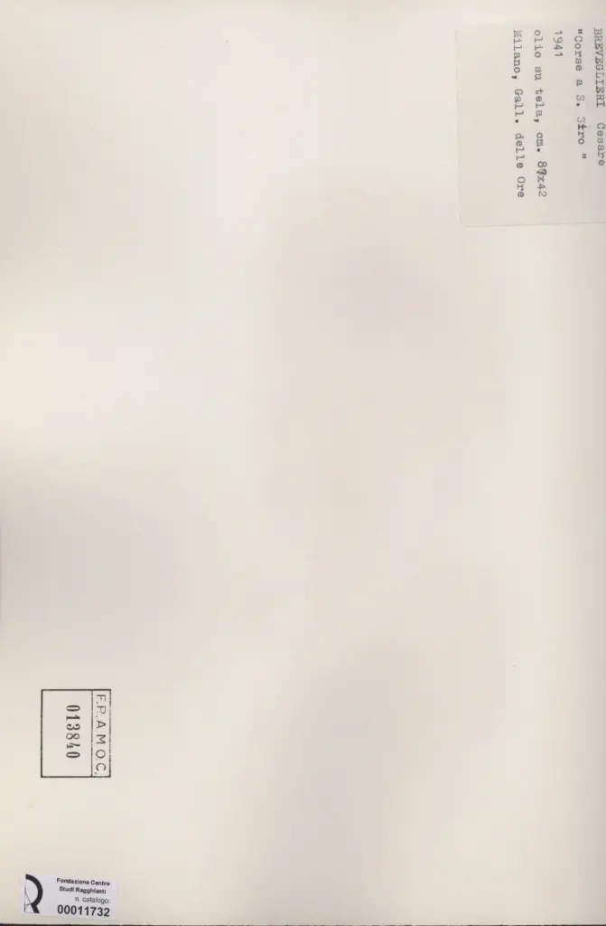 Anonimo , Breveglieri, Cesare - sec. XX - Corse a S. Siro , retro