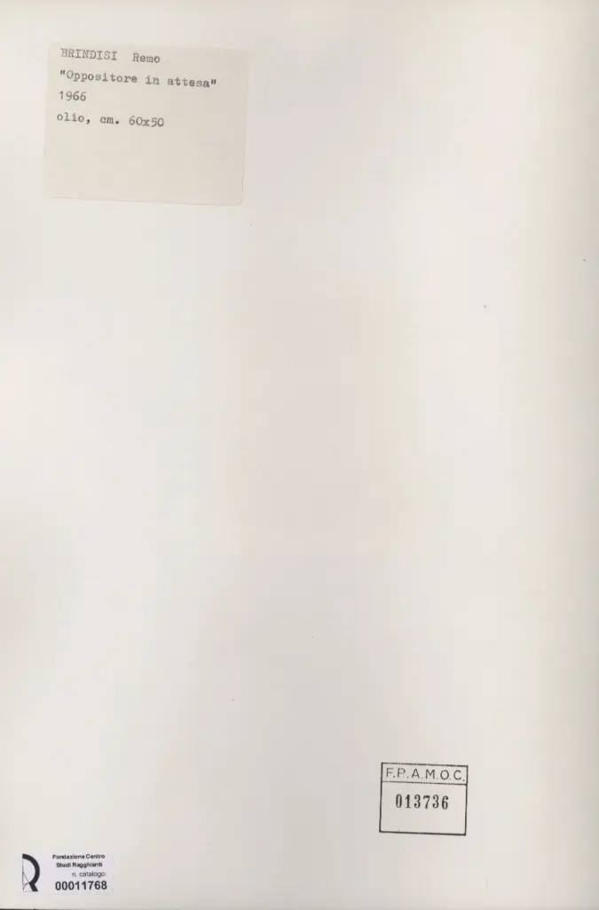 Anonimo , Brindisi, Remo - sec. XX - Oppositore in attesa , retro