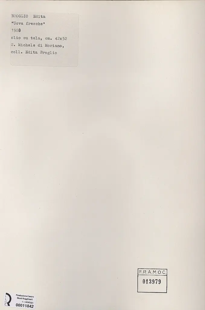 Anonimo , Broglio, Edita - sec. XX - Uova fresche , retro