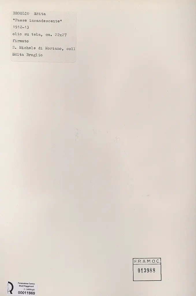 Anonimo , Broglio, Edita - sec. XX - Paese incandescente , retro