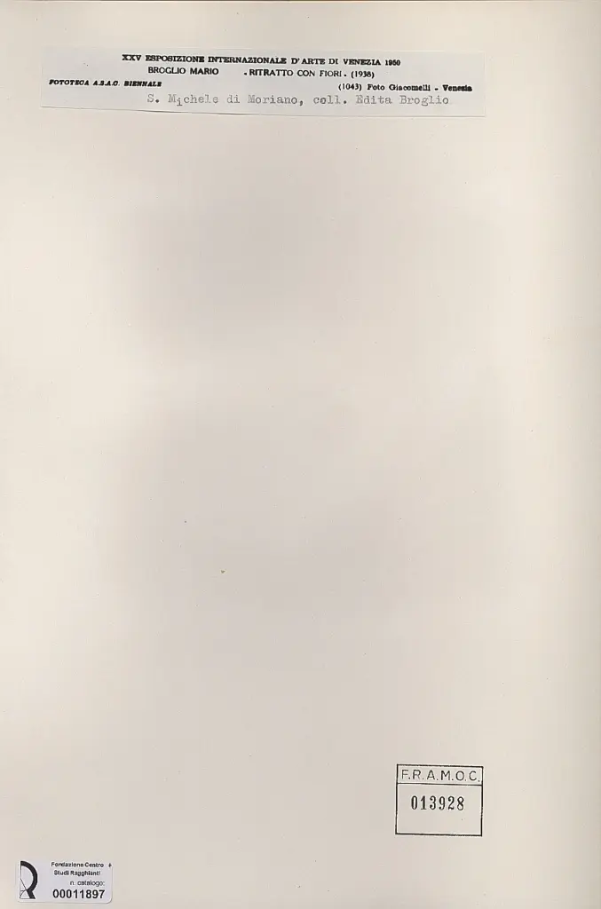 Giacomelli , Broglio, Mario - sec. XX - Ritratto con fiori , retro