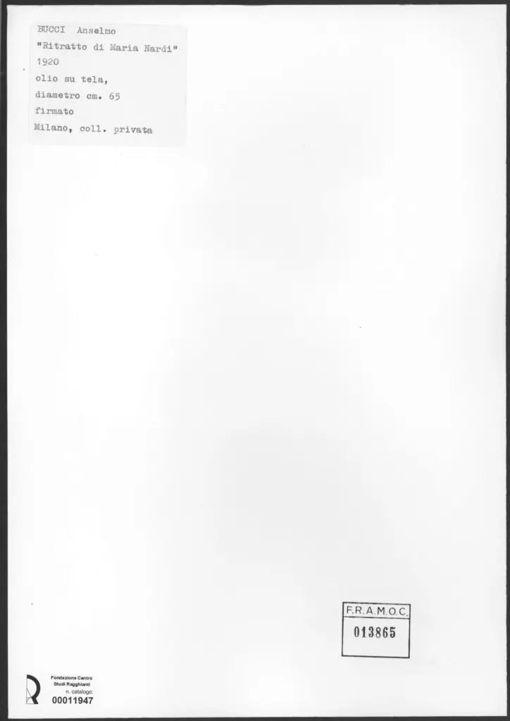 Anonimo , Bucci, Anselmo - sec. XX - Ritratto di Maria Nardi , retro