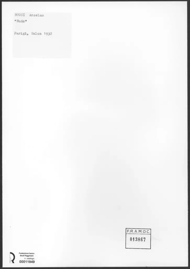 Anonimo , Bucci, Anselmo - sec. XX - Nudo , retro