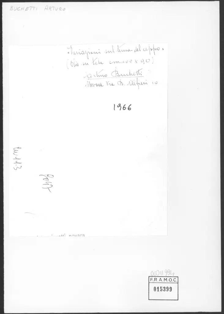 Anonimo , Buchetti, Arturo - sec. XX - Variazioni sul tema del ceppo , retro