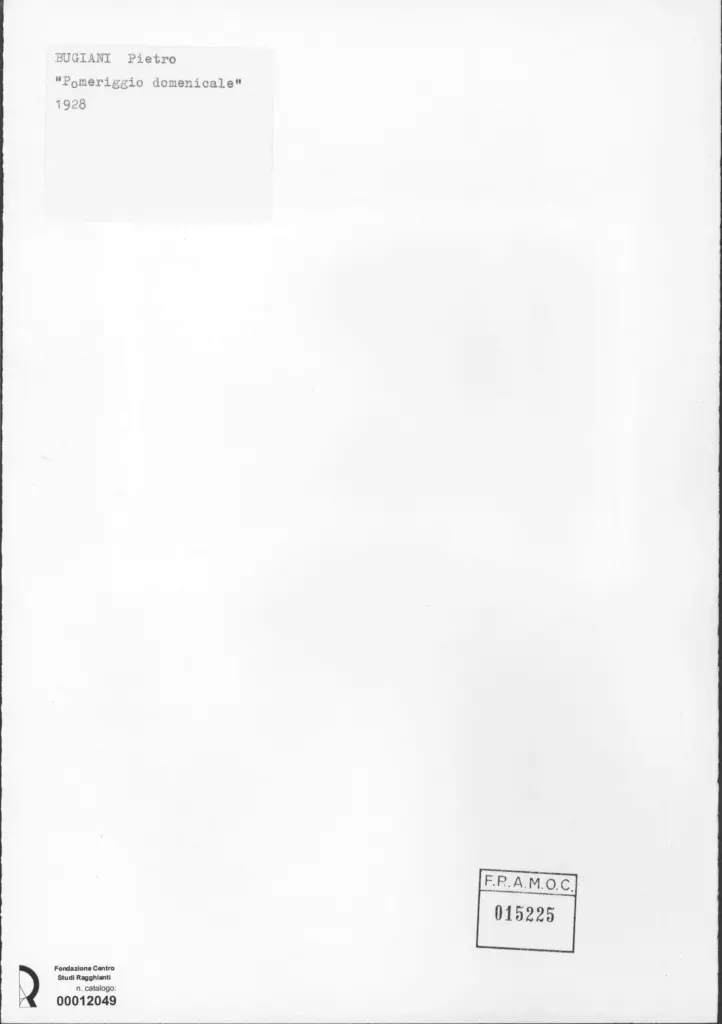 Anonimo , Bugiani, Pietro - sec. XX - Pomeriggio domenicale , retro