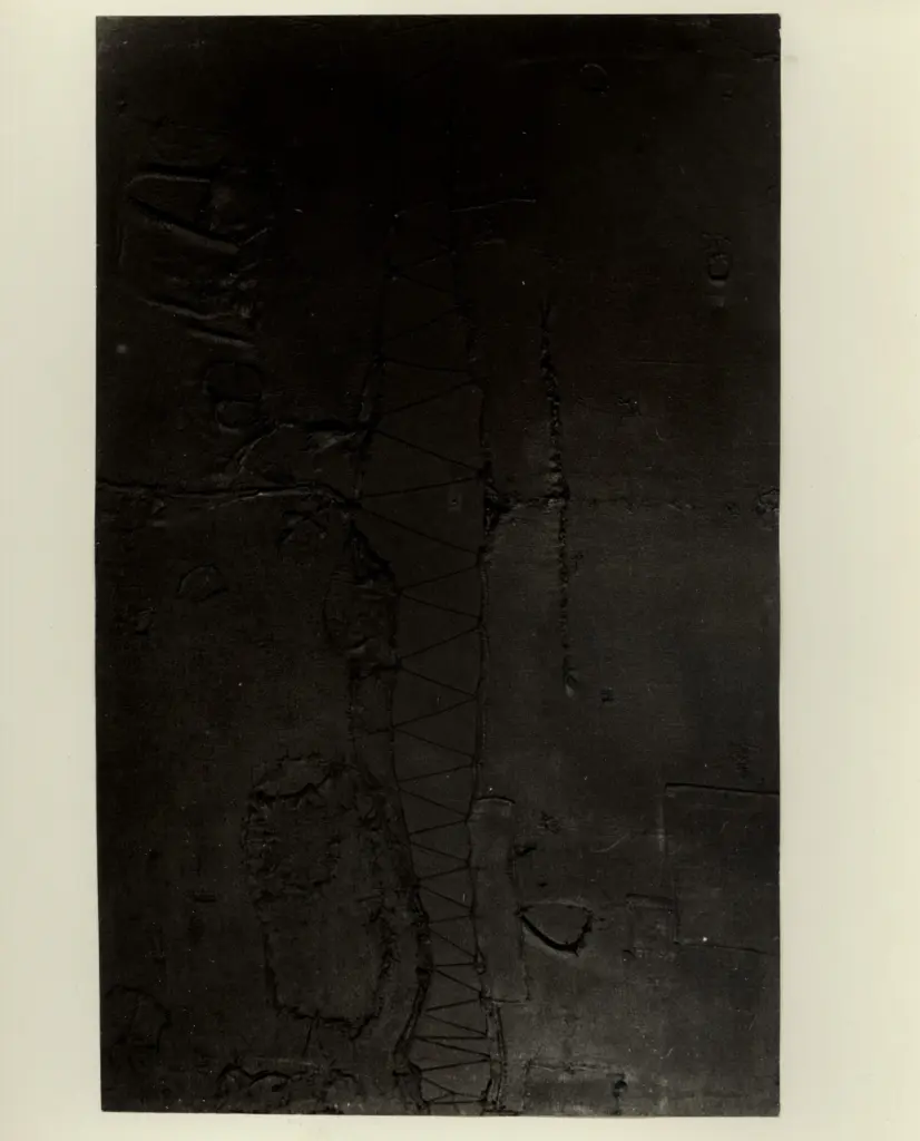 Anonimo , Burri, Alberto - sec. XX - Nero con punti , fronte