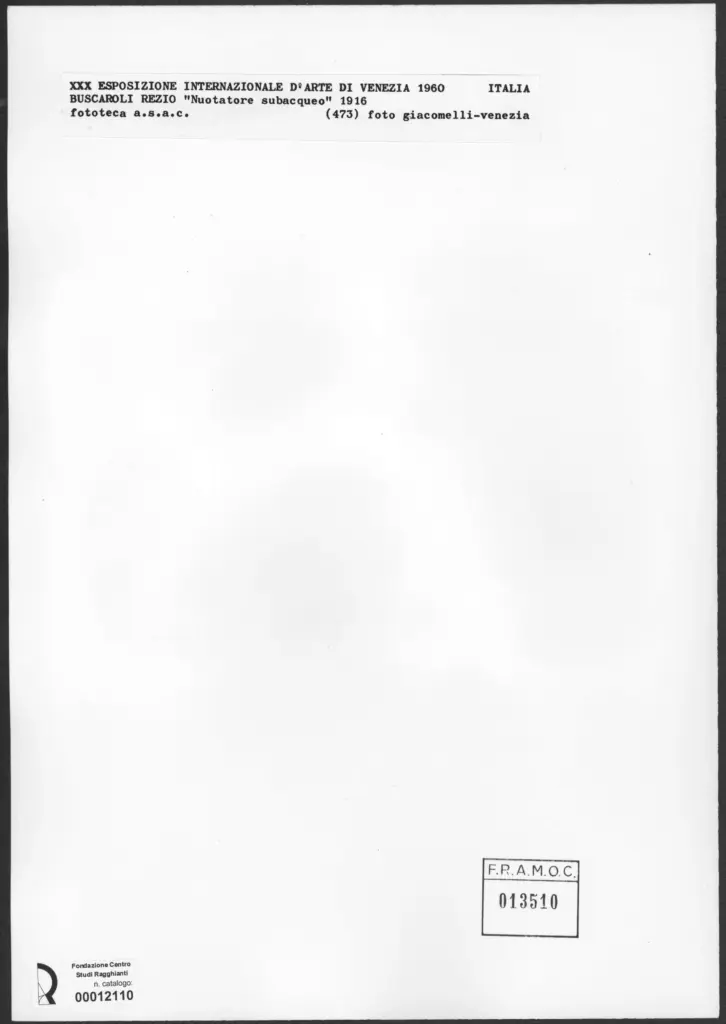 Giacomelli , Buscaroli, Rezio - sec. XX - Nuotatore subacqueo , retro