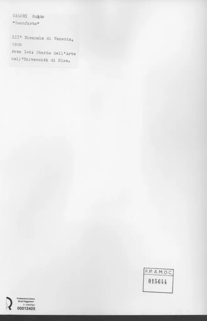 Universit&agrave; di Pisa. Dipartimento di Storia delle Arti&nbsp; , Calori, Guido - sec. XX - Sconforto , retro