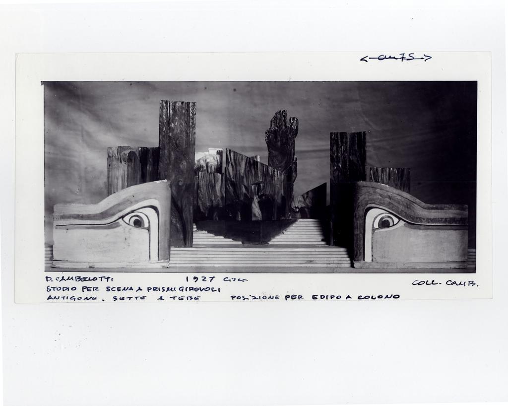 Anonimo , Cambellotti, Duilio - sec. XX - Studio di scena a prismi girevoli per "Antigone", "Sette Tebe" , fronte
