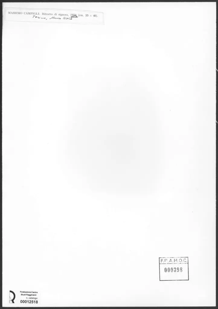 Anonimo , Campigli, Massimo - sec. XX - Ritratto di signora , retro