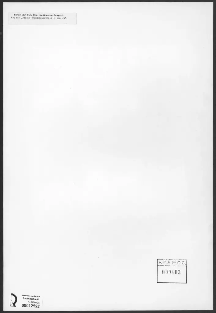 Anonimo , Campigli, Massimo - sec. XX - Ritratto di Irene Brin , retro