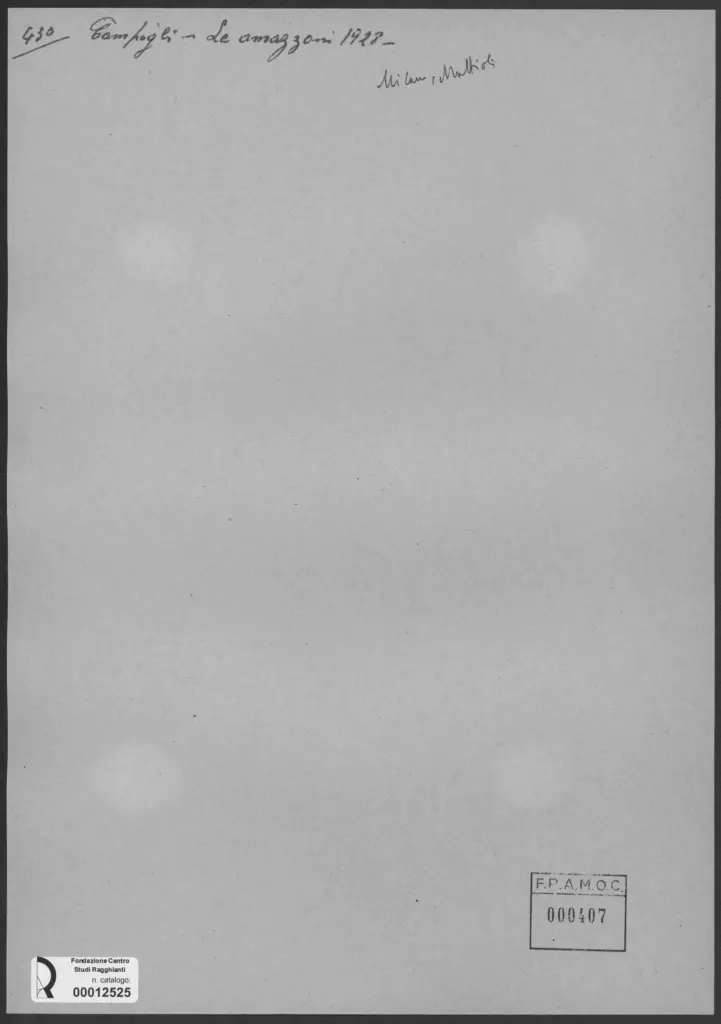 Anonimo , Campigli, Massimo - sec. XX - Le Amazzoni , retro