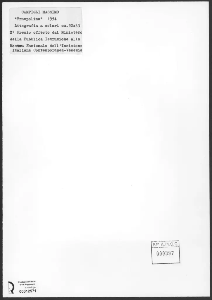 Anonimo , Campigli, Massimo - sec. XX - Trampolino , retro