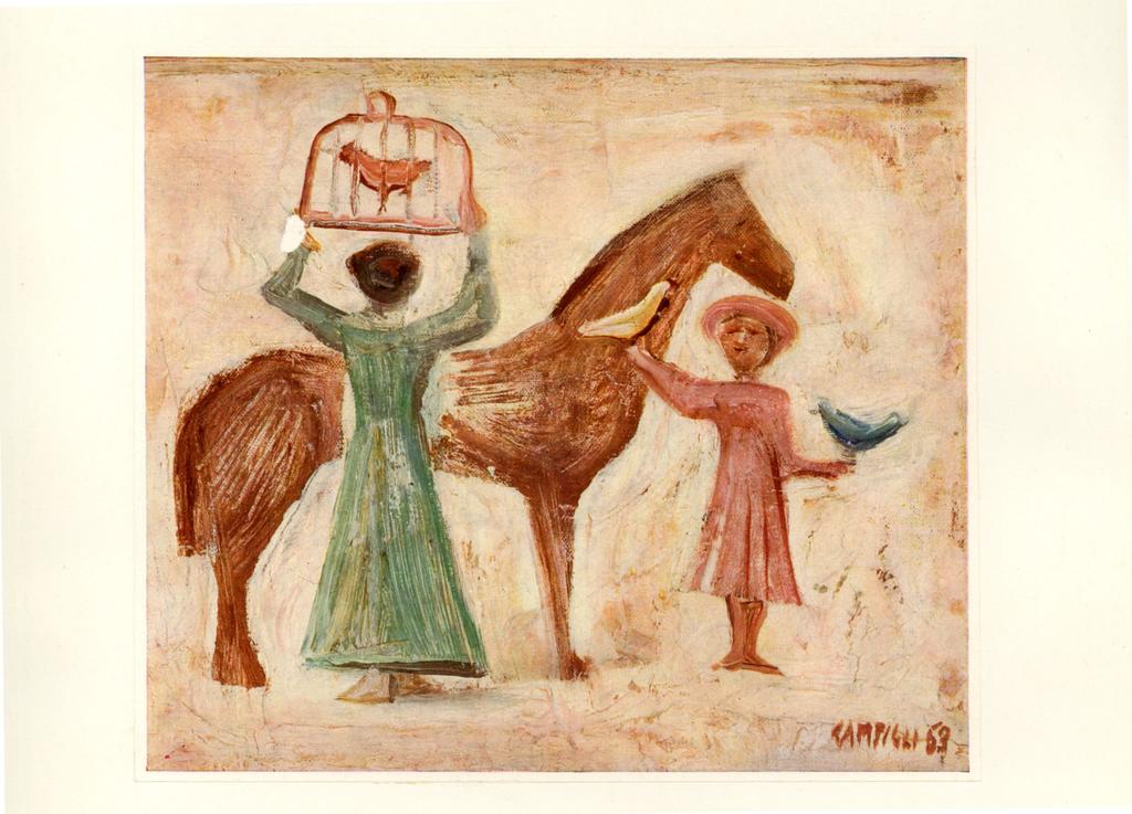 Anonimo , Campigli, Massimo - sec. XX - Figura con cavallo , fronte
