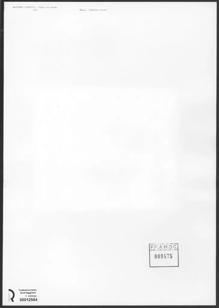 Anonimo , Campigli, Massimo - sec. XX - Figura con cavallo , retro