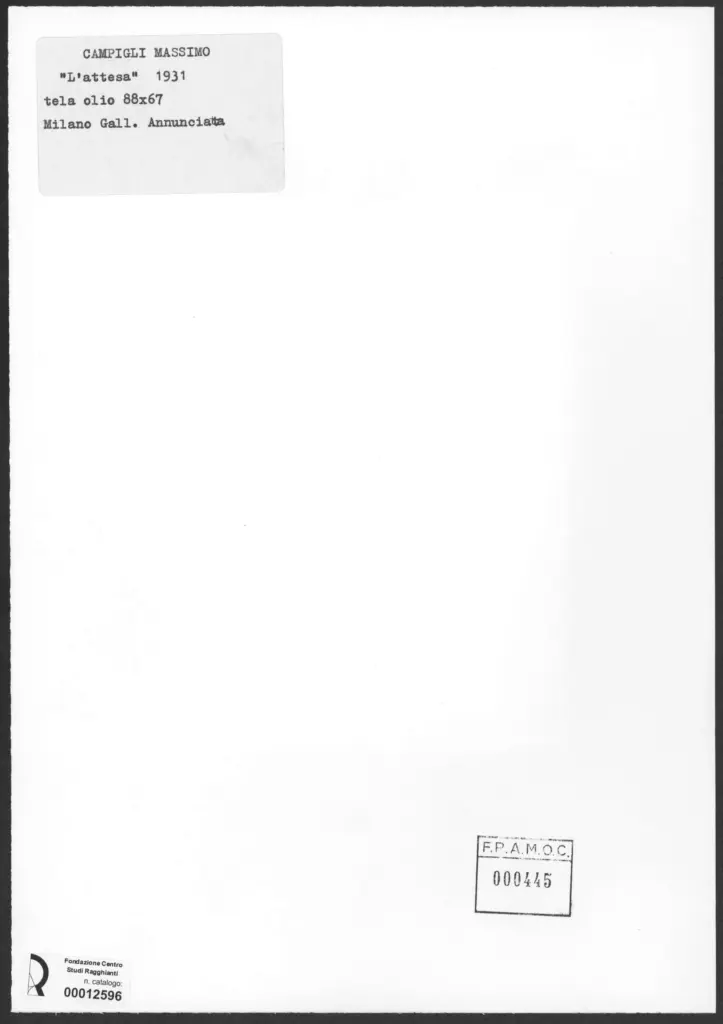 Anonimo , Campigli, Massimo - sec. XX - L'attesa , retro