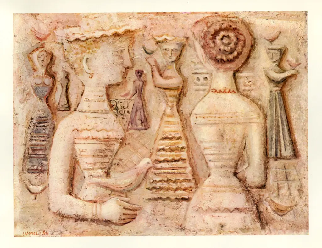 Anonimo , Campigli, Massimo - sec. XX - Donne e uccelli , fronte