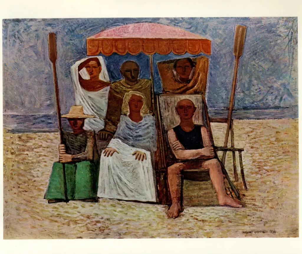 Anonimo , Campigli, Massimo - sec. XX - Bagnanti sotto l'ombrellone , fronte