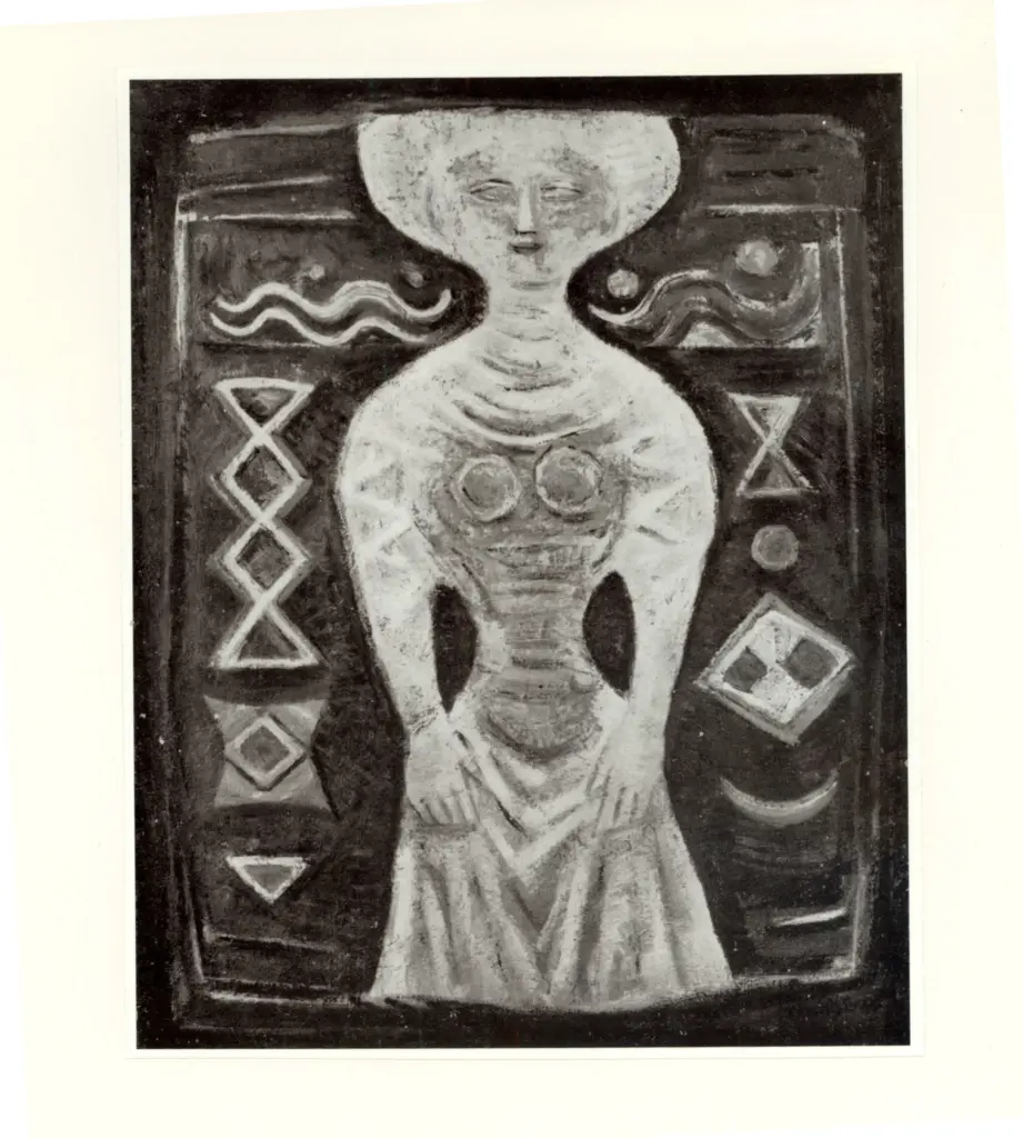 Anonimo , Campigli, Massimo - sec. XX - Donna su fondo rosso , fronte