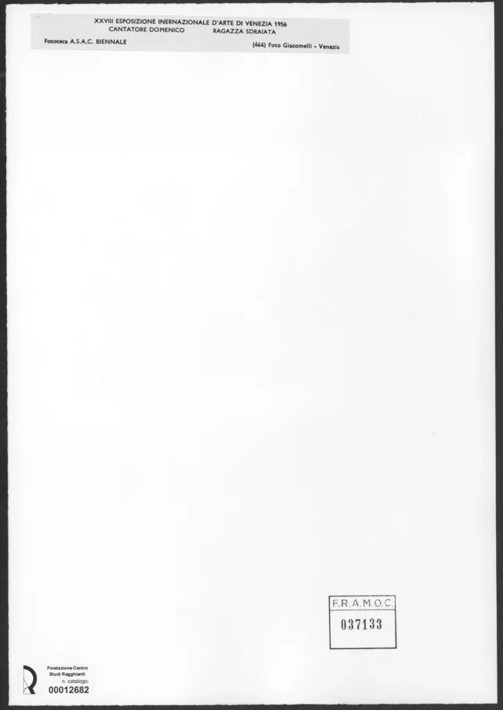 Giacomelli , Cantatore, Domenico - sec. XX - Ragazza sdraiata , retro