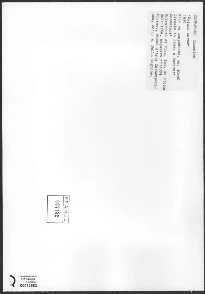 Cantatore, Domenico - sec. XX , retro