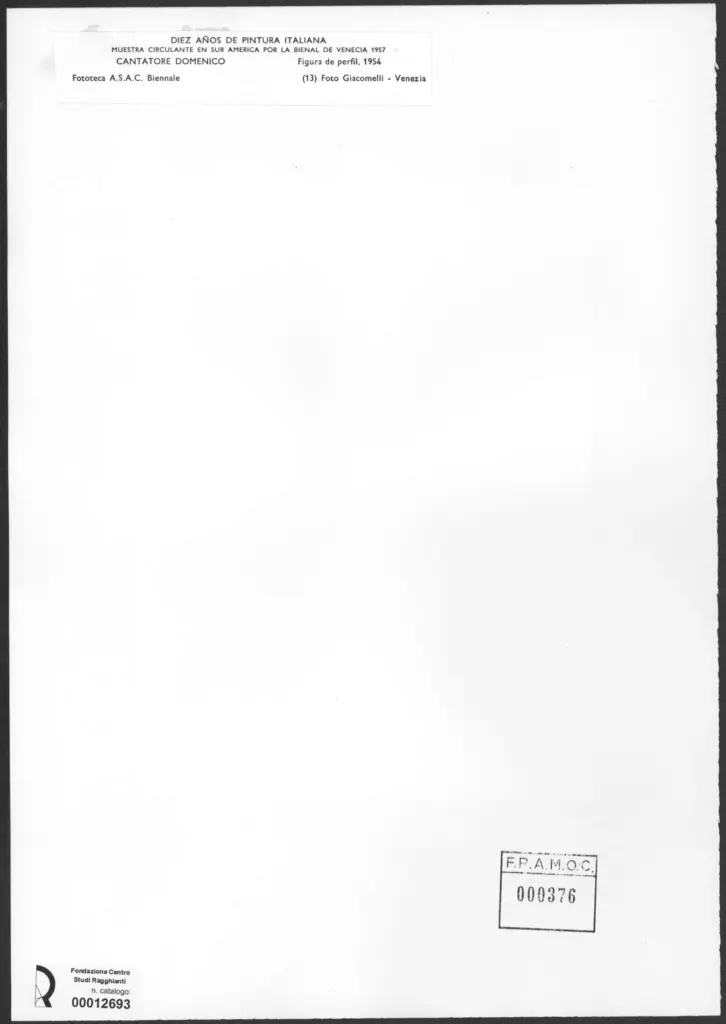 Giacomelli , Cantatore, Domenico - sec. XX - Figura di profilo , retro