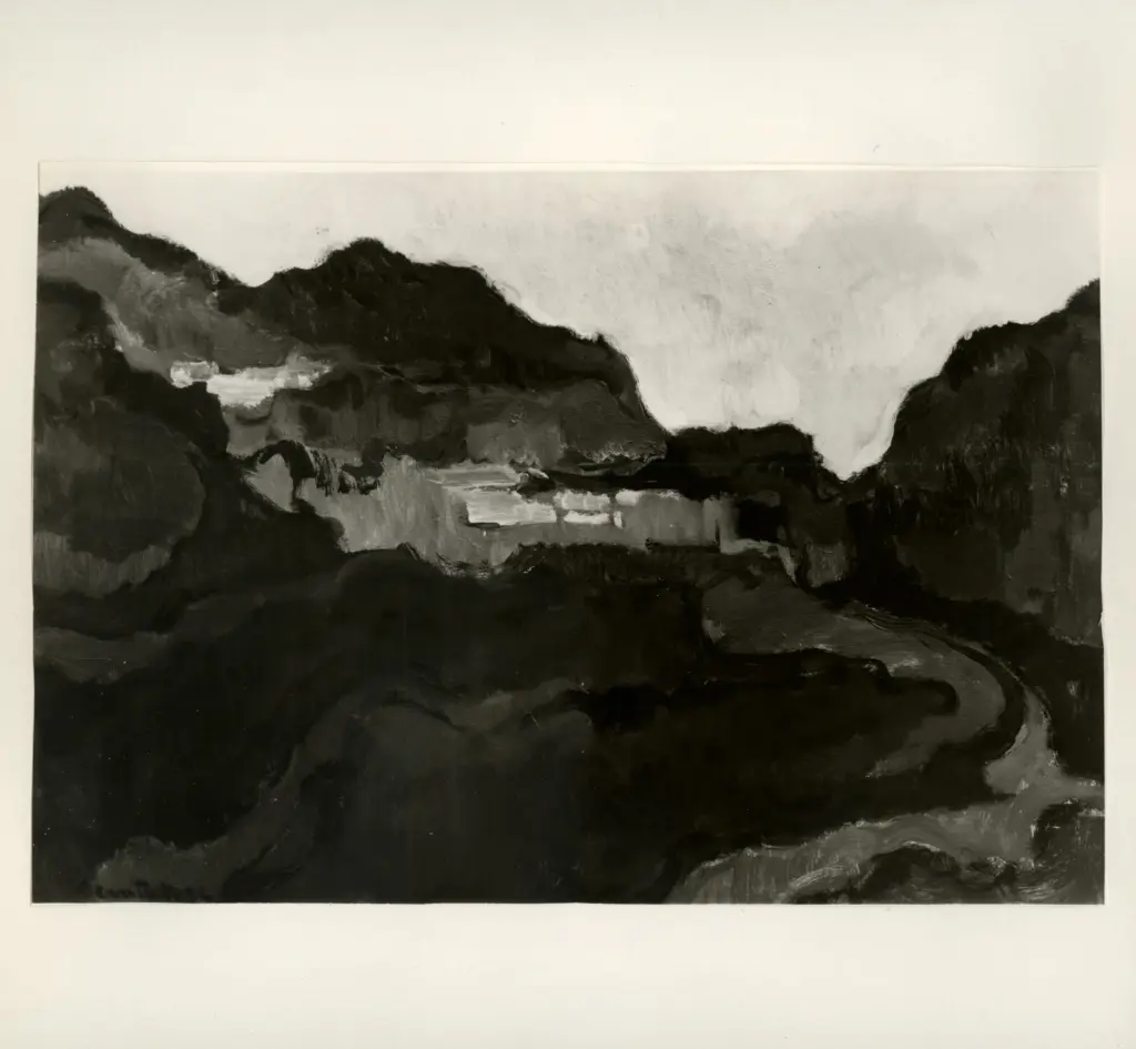 Giacomelli , Cantatore, Domenico - sec. XX - Paesaggio con collina , fronte