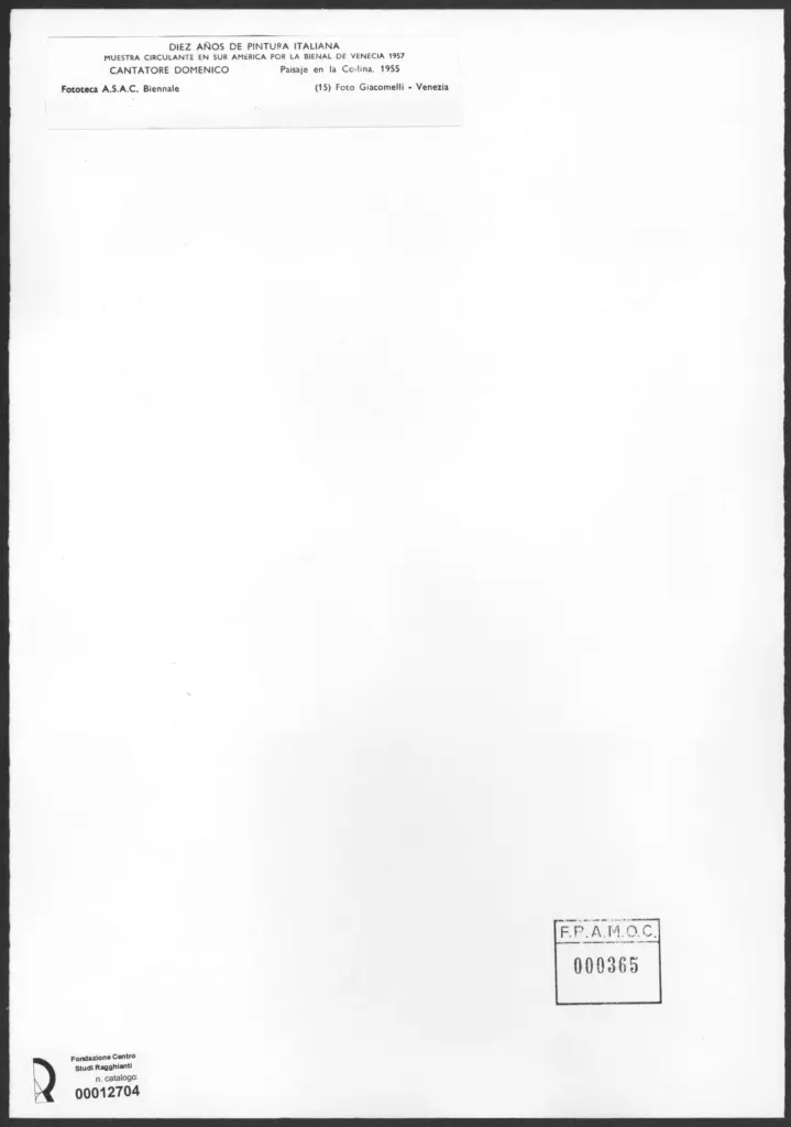 Giacomelli , Cantatore, Domenico - sec. XX - Paesaggio con collina , retro