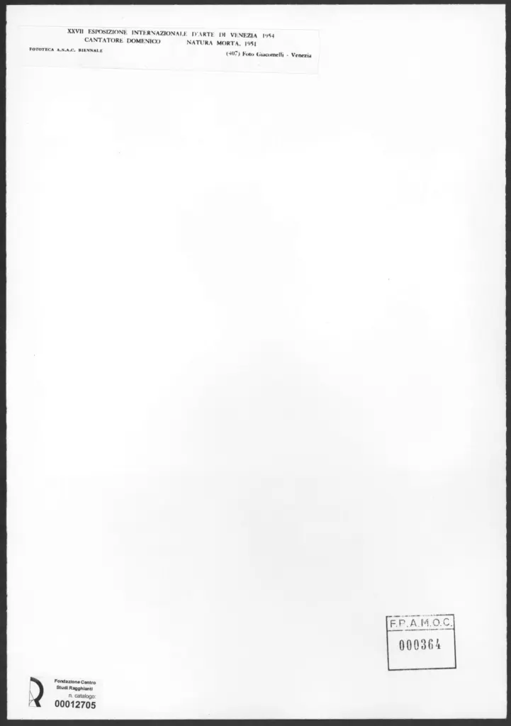 Giacomelli , Cantatore, Domenico - sec. XX - Natura morta , retro