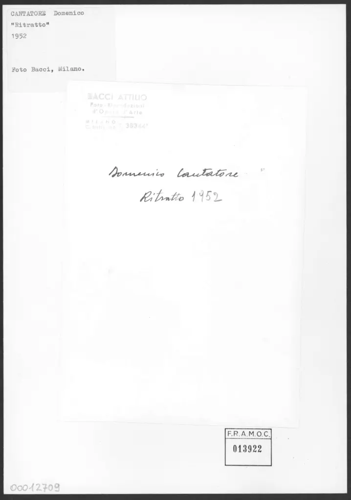 Bacci, Attilio , Cantatore, Domenico - sec. XX - Ritratto , retro