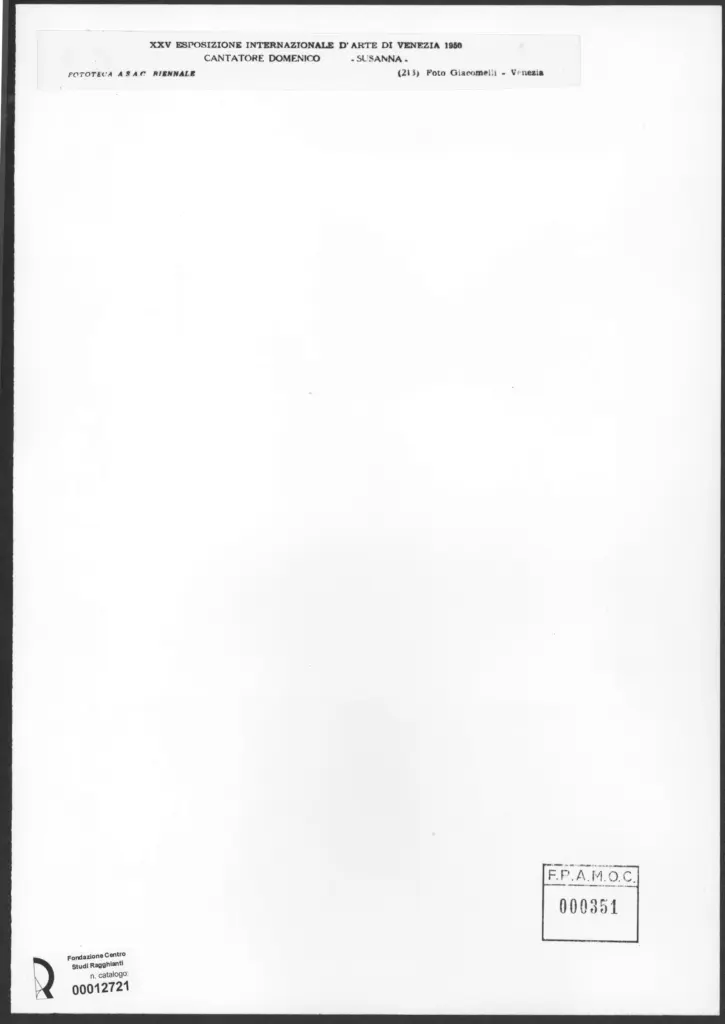 Giacomelli , Cantatore, Domenico - sec. XX - Susanna , retro