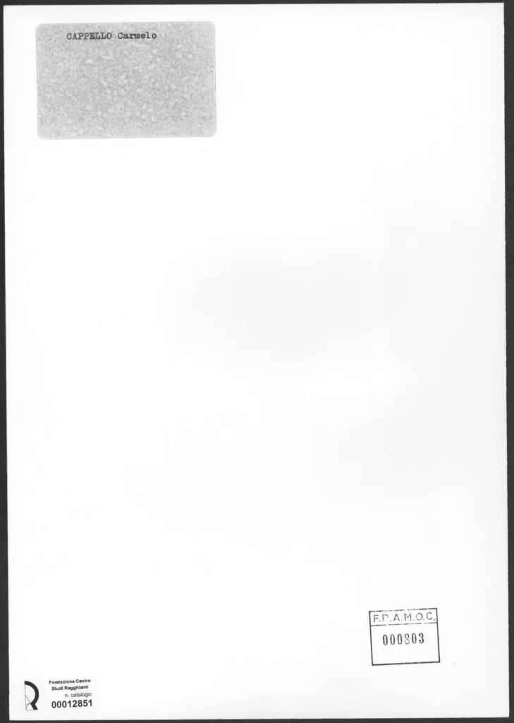 Anonimo , Cappello, Carmelo - sec. XX - Disegno , retro