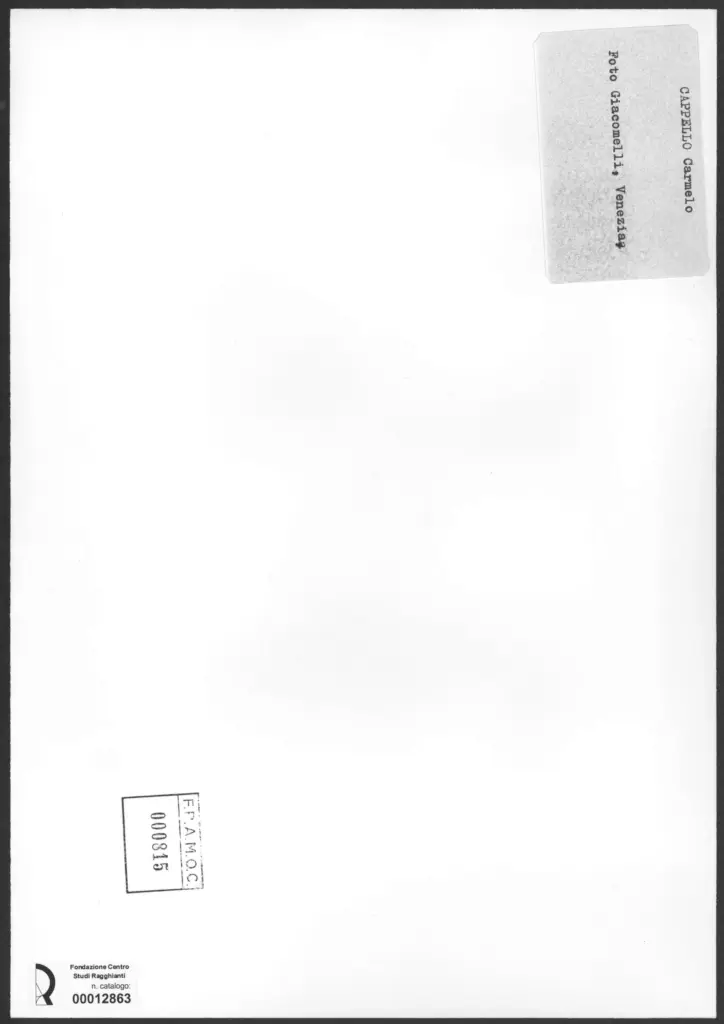 Giacomelli , Cappello, Carmelo - sec. XX - , retro