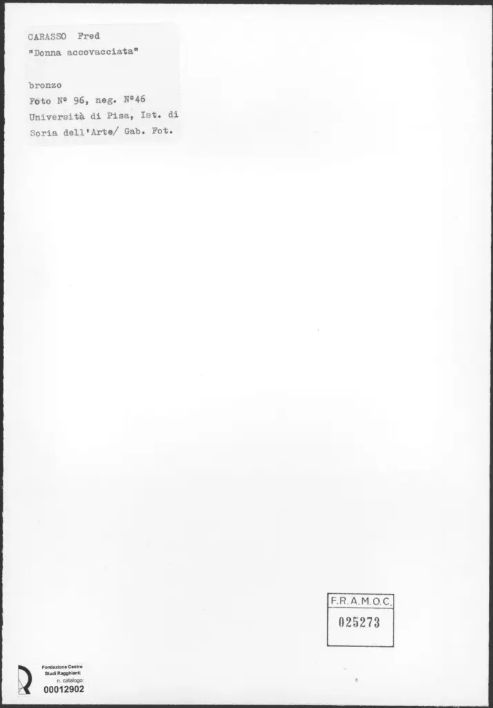 Anonimo , Carasso, Federico - sec. XX - Donna accovacciata , retro