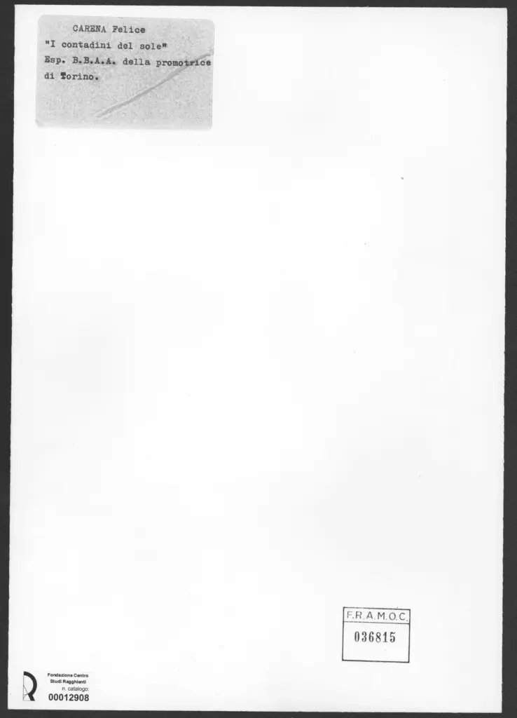 Anonimo , Carena, Felice - sec. XX - I contadini del sole , retro