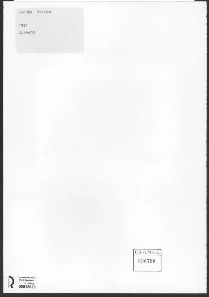 Anonimo , Carena, Felice - sec. XX - Disegno , retro