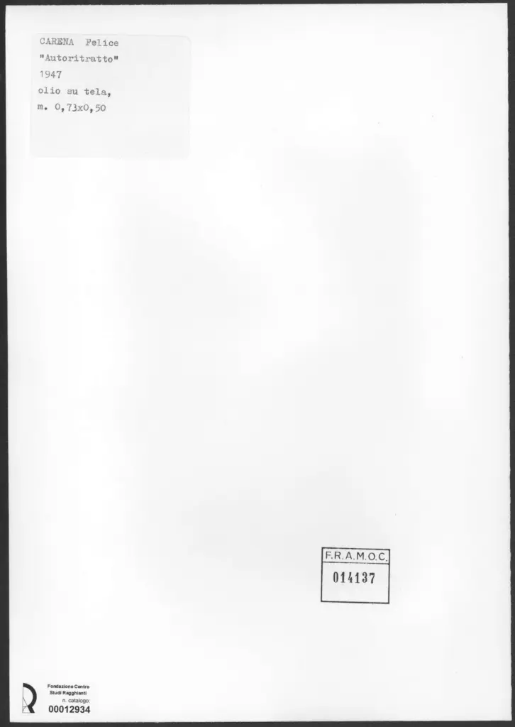 Anonimo , Carena, Felice - sec. XX - Autoritratto , retro