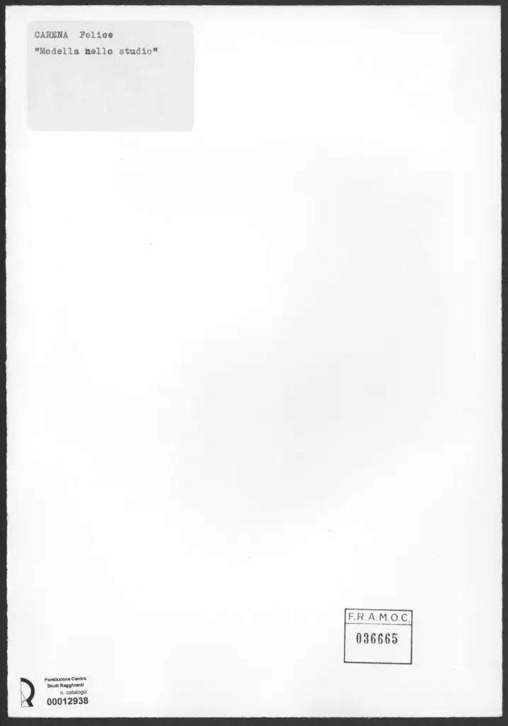 Anonimo , Carena, Felice - sec. XX - Modella nello studio , retro