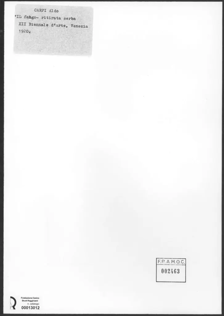 Anonimo , Carpi, Aldo - sec. XX - Il fango- ritrata serba , retro