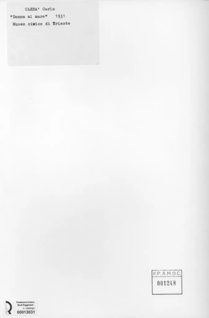 Anonimo , Carr&agrave;, Carlo - sec. XX - Donna al mare , retro