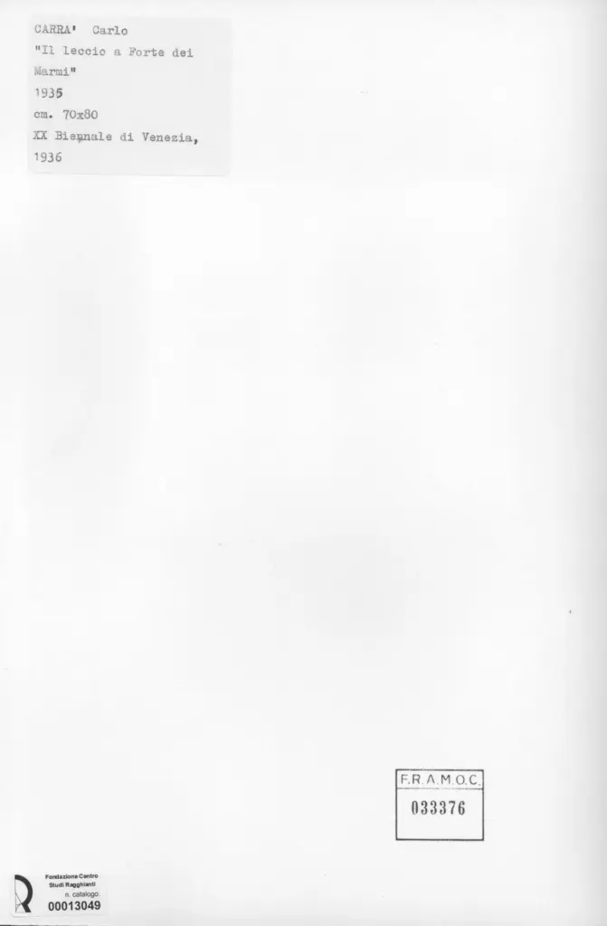 Anonimo , Carr&agrave;, Carlo - sec. XX - Il leccio a Forte dei Marmi , retro