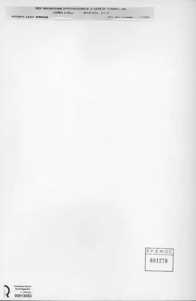 Giacomelli , Carrà, Carlo - sec. XX - Nevicata , retro