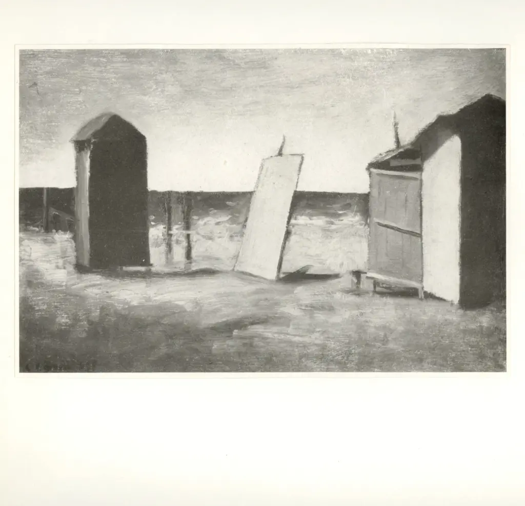 Anonimo , Carr&agrave;, Carlo - sec. XX - Cabine sul mare , fronte