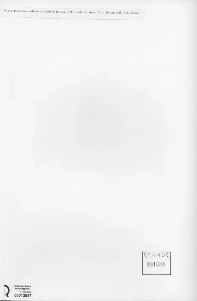 Anonimo , Carr&agrave;, Carlo - sec. XX - Cabine sul mare , retro
