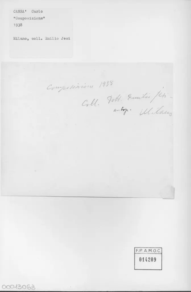 Anonimo , Carrà, Carlo - sec. XX - Composizione , retro