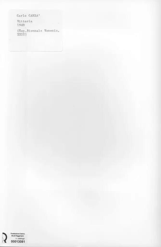 Anonimo , Carr&agrave;, Carlo - sec. XX - Vittoria , retro